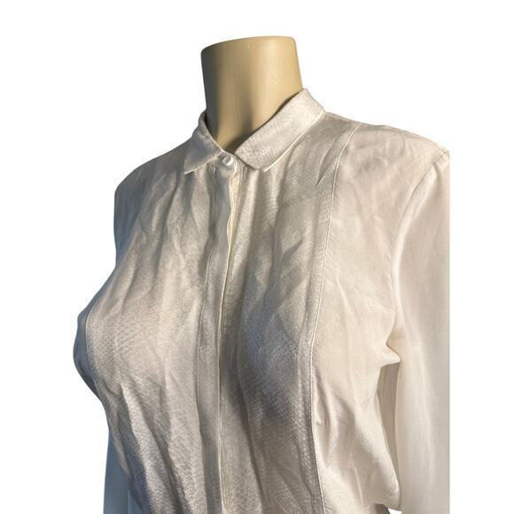 Women S The Kooples Cream White Button-Down 100% Silk Blouse Shirt Top Long Slv - Picture 3 of 7